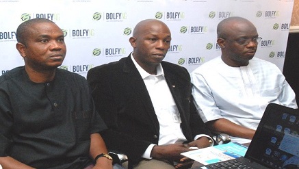 (L-r): Ayoola Osunnaike, director, Yinka Sorinwa, business development director and Kehinde Kassim, also a director of the company, all representing Bids On Line For You Nigeria Limited (BOLFYNG), during a Press briefing on BOLFYNG e-procurement solution in Lagos on Friday.