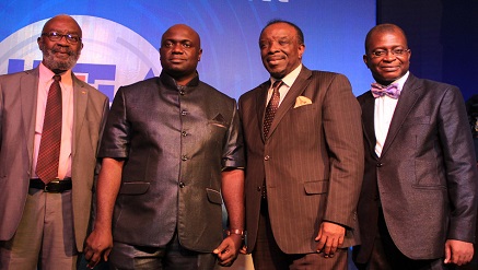 l-r) Pharm. (Sir) Ifeanyi Atueyi; Dr. Wale Alabi, CEO GHPR; Dr. Sunny Kuku and Moses Braimah, NHEA Director Strategy /Communication