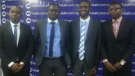 (L-r): Eludire Oladapo, Chief Operations Officer, Tolet.com.ng; Sulaiman Balogun, Chief Business Officer, Tolet.com.ng; Fikayo Ogundipe, Chief Executive Officer, Tolet.com.ng; Seyi Ayeni, Chief Technology Officer, Tolet.com.ng at the unveiling of the company’s website at its head office in Lagos.