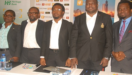 (L-r): Mrs. Kika Akpenyi; Heritage Bank; Ade Aderinto, managing director, Carboss Technologies Limited; Adebiyi Oke, co-founder/MD, PromoXchange; Adeoye Abodunrin, COO, Cubed Integrated Management Consulting and Tunde Samuel, Philips Consulting, at the PromoXchange media launch in Lagos.