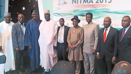 Babachir David Lawal, secretary general of the Federation (SGF) (4th Left), flanked by Professor Sola Aderounmu, NCS' President and other top IT personalities at NITMA 2015 held in Lagos recently.