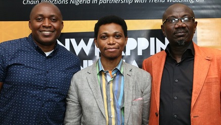 (L-R):- Head, Youth Segment, Etisalat Nigeria, Elvis Daniels; Pop Culture Strategist, Franklin Ozekhome and MD/Chief Strategist, Chain Reactions Nigeria, Israel Jaiye Opayemi at the unveiling of The Nigerian Youth Trends Report, themed “Unwrapping The Nu Natives” undertaken by Chain Reactions Nigeria and TrendWatching, United Kingdom in Lagos on Thursday