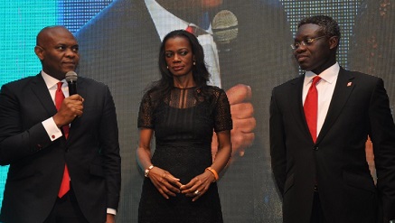 L-R: Chairman, United Bank for Africa, Mr. Tony Elumelu; Director, Marketing and Corporate Communications, UBA  Africa; Mrs. Bola Atta and the Group Managing Director, Chief Executive Officer, United Bank for Africa, Mr. Phillips Oduoza at the official Launch of REDTV over the weekend.