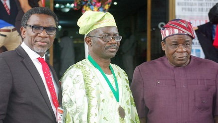 (R – L): Chief Moses Adeyemo, deputy Governor of Oyo State; Dr. Rotimi Oladele, president and chairman of Council, Nigerian Institute of Public Relations (NIPR), and Olusegun McMedal, chairman, Lagos State Chapter of Nigerian Institute of Public Relations at the National Conference/AGM of the Institute in Ibadan, Oyo State, recently. ‎