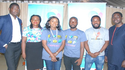 (L-r): Fasuyi Oluwarotimi, managing director, VAS Digimobility Ltd; Edinyanga Enong, youth segment manager, Access Bank; Florence Olumodimu, programme manager, Nigeria, Livity Africa; Olushola Aromokun, associate programme manager, Events and Outreach, Nigeria; Peter Ajegbomogun, co-founder, Webcoupers and Ayeni Ekundayo, CEO, BusinessPlus Services during the #Digify Digital Marketing for over 600 trainees facilitated by Livity Africa and sponsored by Google in Lagos.