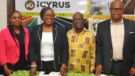 (L-r): Ubong Hanson, Web Developer; Ms Olaolu Beckley, Online Communication Manger; Mrs Alero Imo, Managing Director/CEO iCyrus Online Merchant; Rev (Dr) Moses Iloh, General Overseer, Soul Winning Ministries; and Mr Agu Imo, Chairman, iCyrus, at the media launch of iCyrus online store platform in Lagos... on Tuesday..