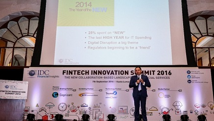 Michael Araneta, Associate Vice President – IDC Financial Insights Asia/Pacific, delivering his keynote on Fintech Strategy and innovation in Asia.