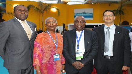 (L-r): Pascal Komla, out-going ACI-President, Africa Region; Angela Gittens, president, ACI-World; Engr. Saleh Dunoma, the new ACI-President, Africa Region, and Ali Tounsi.