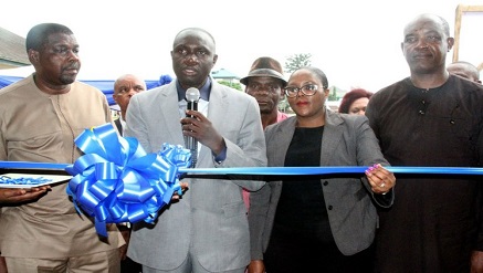 (L-r): Barr Opuida Willie Pepple, commissioner for Projects, Universal Basic Education, [UBE] Rivers State; Prof Kaniye Ebeku, Rivers State commissioner for Education; Mrs Abosede George-Ogan, corporate citizenship manager, Samsung Electronics West Africa and Barr Mark Anthony, MD, Etiam Global Resources during the Formal Commissioning of Samsung Smart School in Elekahia Model School, Rivers State, Port Harcourt…, recently.