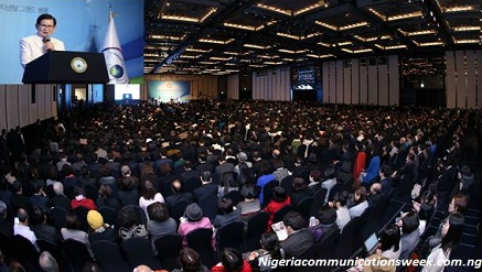 Participants at the Froum…Insert:  Mr. Lee giving a speech at 1st Annual Commemoration of the DPCW