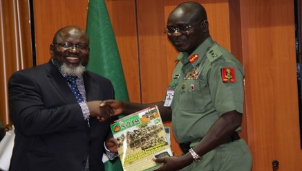 (L-r): Adebayo Shittu, Ministry Of Communications and Lt Gen. Tukur Buratai, chief of army staff (COAS) during the visit.