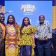 L-R: Music Producer, Temitayo Ibitoye (Tee-Y Mix); Acting Chief Digital Officer, MTN Nigeria, Aisha Umar Mumuni; Host, Family Feud Nigeria, Bisola Aiyeola; Chief Executive Officer, Ultima Studios, Femi Ayeni, and Corporate Digital Brand Manager, Flour Mills of Nigeria, Omoefe Ohworakpo at the Family Feud Premier Event at Ultima Studios, Lagos, on Monday, October 3, 2022.